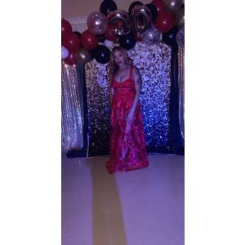 Customer photo review of Zari Dress Red Embroidered Maxi Slip Dresses for Party Prom
