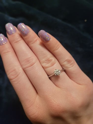 Customer photo review of Classic Solitaire Moissanite Six-Prong Sterling Silver Ring