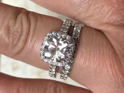 Customer photo review of Halo Cushion Moissanite Pave Sterling Silver Ring