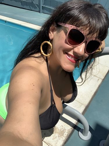 Customer photo review of Bamboo Hoop Earrings