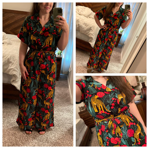 Customer photo review of Jaguar Paradise Black Animal Print Jumpsuit