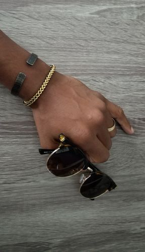 Customer photo review of Gold Woven Chain Bracelet in Black