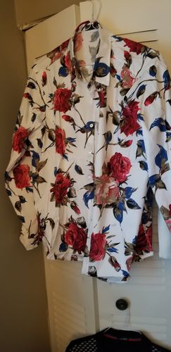 Customer photo review of Men's Floral Cotton Long Sleeve Shirt