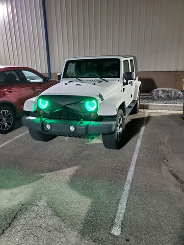 Customer photo review of Hawke Grille & RGB Halo Headlights Combo for 07-18 Wrangler JK