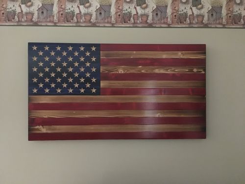 Customer photo review of Traditional United States Rustic Wood Flag