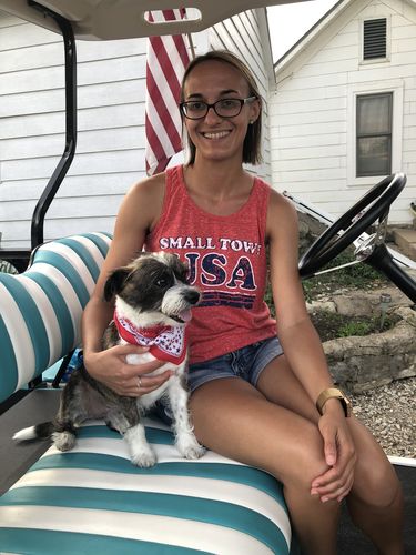 Customer photo review of "Small Town USA" Racerback Tank Top in Triblend Red