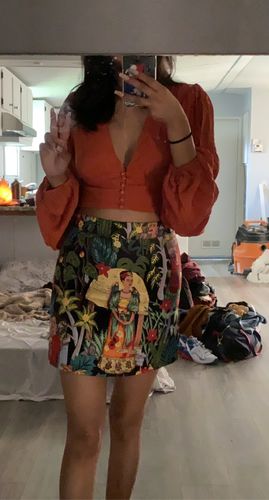 Customer photo review of Gemma Crop Blouse - Orange