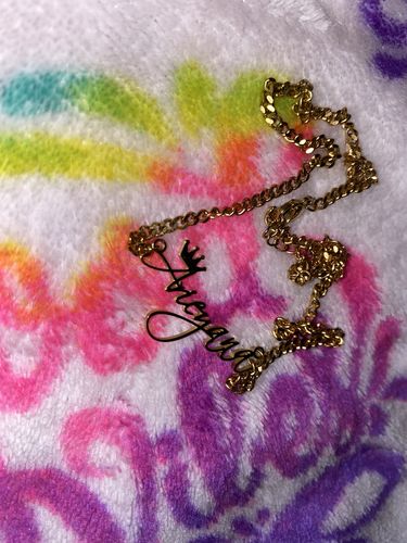 Customer photo review of Script Name Necklace