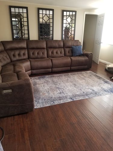 Customer photo review of Abstract Border Echo Blue Grey Rug