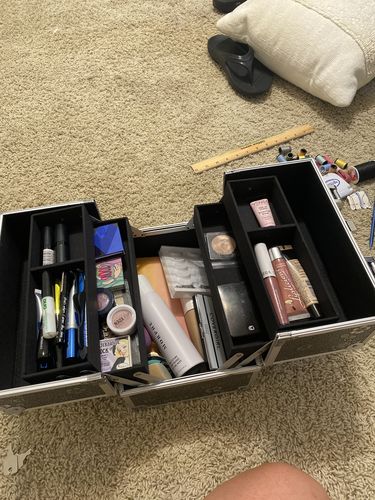 Customer photo review of Silver Floral Makeup Case