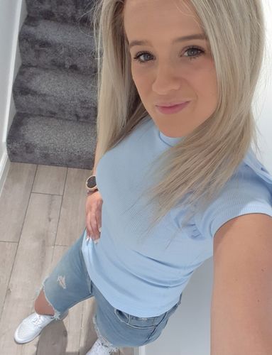 Customer photo review of Rib Frill Detail Short Sleeve Top - BABY BLUE - B9