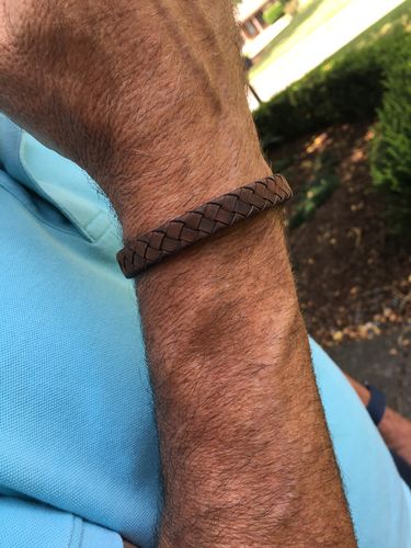 Customer photo review of 10mm Flat Leather Engravable Bracelet
