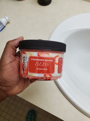 Customer photo review of Strawberry Banana Bliss | Sugar Scrub