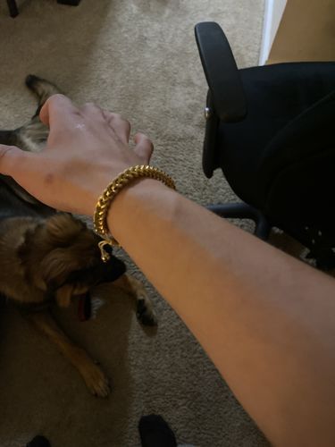 Customer photo review of Gold Woven Chain Bracelet in Champagne