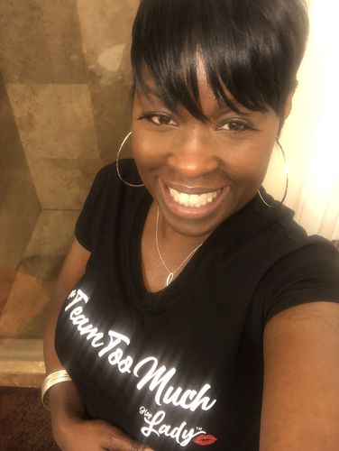 Customer photo review of Hey Lady 💋™ by Kelli #TeamTooMuch T-shirt