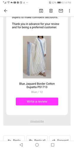 Customer photo review of Blue Jaquard Border Cotton Dupatta PS1713