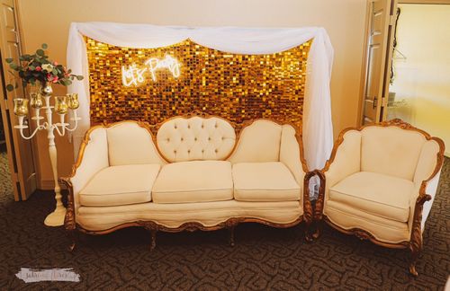 Customer photo review of Gold Shimmer Wall Panels – Easy Setup Wedding/Event/Theme Party Decorations