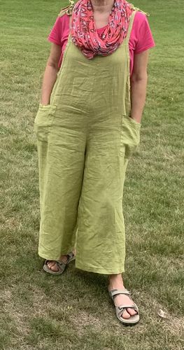 Customer photo review of Lighter Days Linen Jumpsuit (Light Teal)