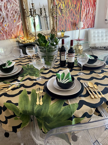 Customer photo review of The Keep Palm Tablecloth - Round