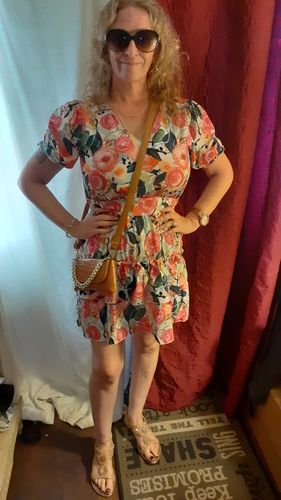 Customer photo review of Meabh Fuchsia Frill Mini Dress
