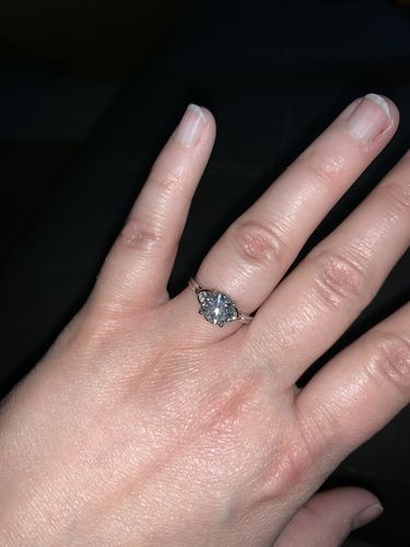 Customer photo review of Three Stone Moissanite Two Tone Sterling Silver Ring