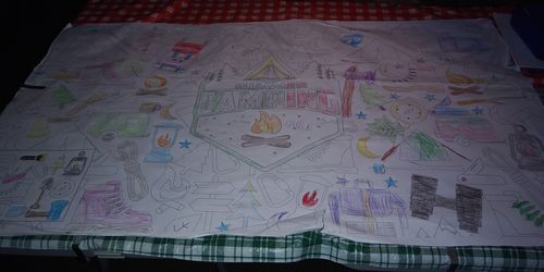 Customer photo review of Camping Table Top Coloring Banner