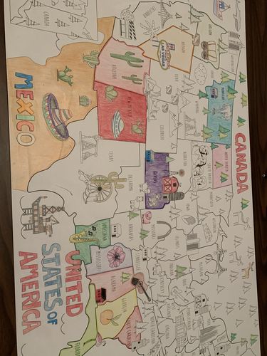 Customer photo review of USA Map Coloring Sheet