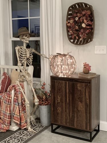 Customer photo review of Rustic Oak Storage Cabinet | WLIVE