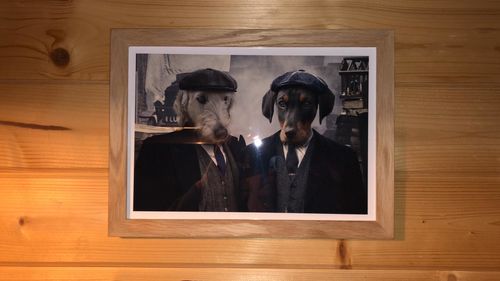 Customer photo review of Peaky Blinders 2 Pets (Male) – Custom Pet Portrait