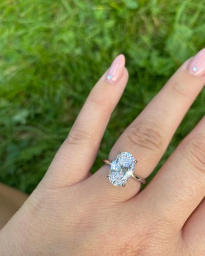 Customer photo review of Louily Yellow Gold 3.5 Carat Oval Cut Solitaire Engagement Ring In Sterling Silver