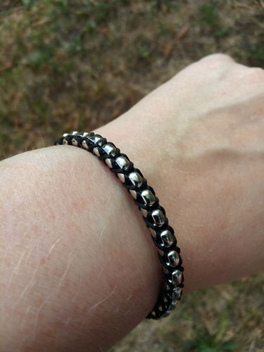 Customer photo review of Silver Braided Box Chain Bracelet in Black