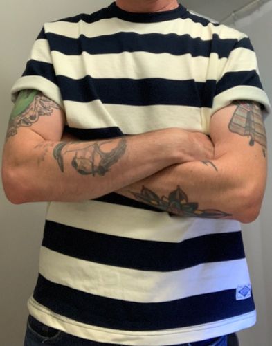 Customer photo review of Heavyweight Cotton Wide Striped T-Shirt