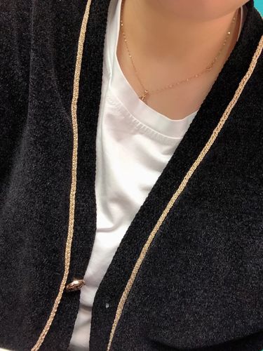 Customer photo review of Contrast Trim Metallic Button Cardigan