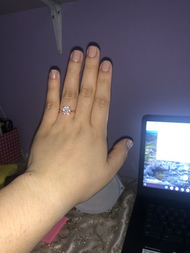 Customer photo review of Louily Elegant 3.0 Carat Cushion Cut Engagement Ring for Women In Sterling Silver