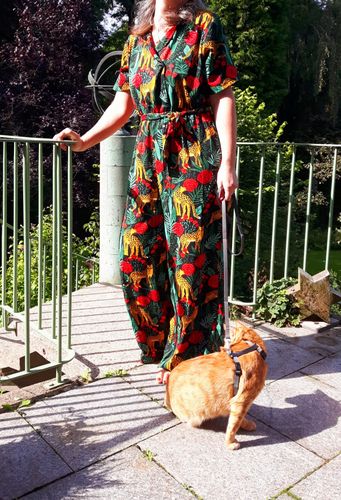 Customer photo review of Jaguar Paradise Black Animal Print Jumpsuit