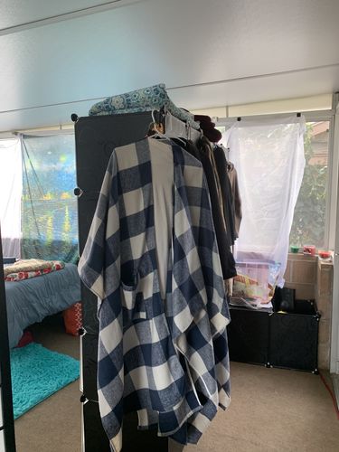 Customer photo review of Plaid Casual Maxi Poncho Long Cloak - Blue