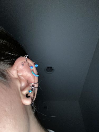 Customer photo review of Opal Internally Threaded Surgical Steel Horseshoe Ring