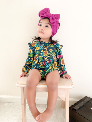 Customer photo review of Emerald Sunflower Bubble Romper