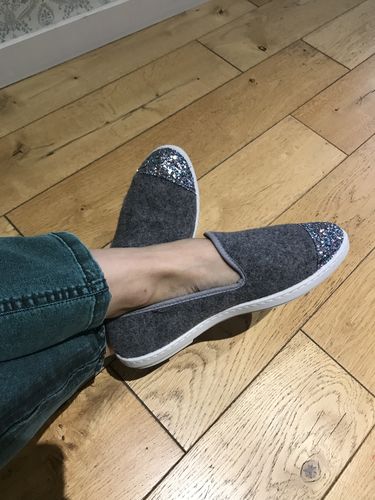 Avis photo d'un client sur Chausson femme laine, beige rose poudré
