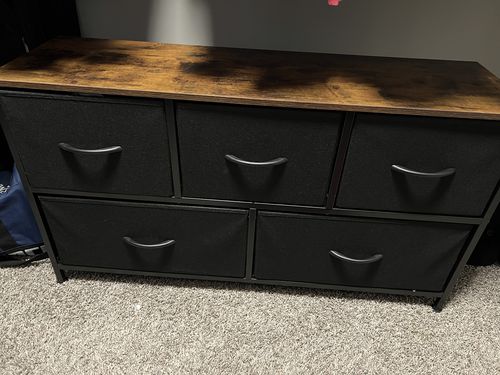 Customer photo review of Gray/Brown 5 Drawer Fabric Dresser | WLIVE