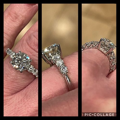 Customer photo review of Seven Stone Round Cut Moissanite Sterling Silver Ring