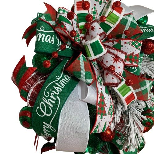 Customer photo review of 1.5"X25Yd 3-In-1 Value Faux Burlap Red/Emerald Green RC500682