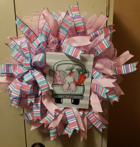 Customer photo review of Wreath Sign, Easter Sign, Bunny Sign, Truck Sign, 8x10" Metal Sign DECOE-372, Sign For Wreath, DecoExchange