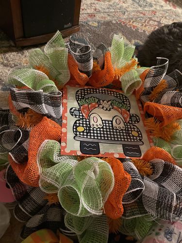 Customer photo review of 15"Wire, 25"Oad Work Wreath X18 Ties, Orange XX748820