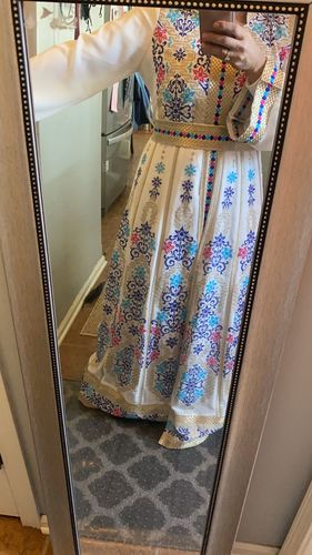 Customer photo review of Bridal White/Blue Moroccan Style Full Embroidered Kaftan