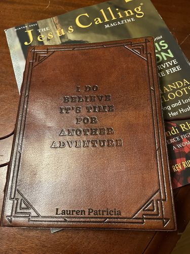 Customer photo review of Another Adventure Quote Leather Journal