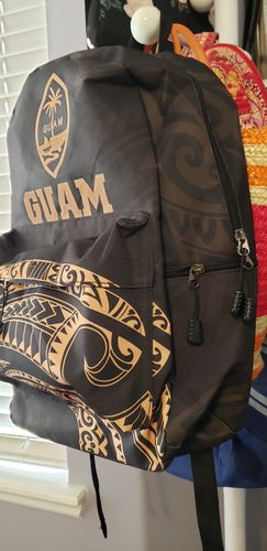 Customer photo review of Guam Polynesian Backpack - Gold Tribal Wave