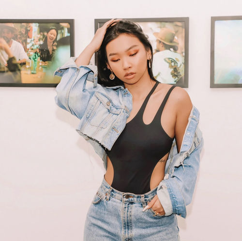 Customer photo review of Atlantic Beach swimwear One shoulder One piece