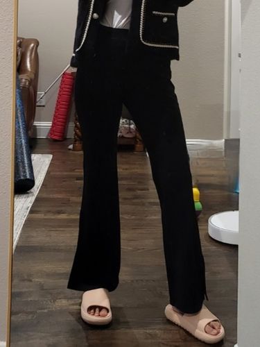 Customer photo review of Split Hem Elastic Waist Flare Leg Pants