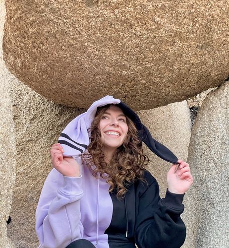 Customer photo review of Bunny Hoodie (LAVENDER/BLACK)